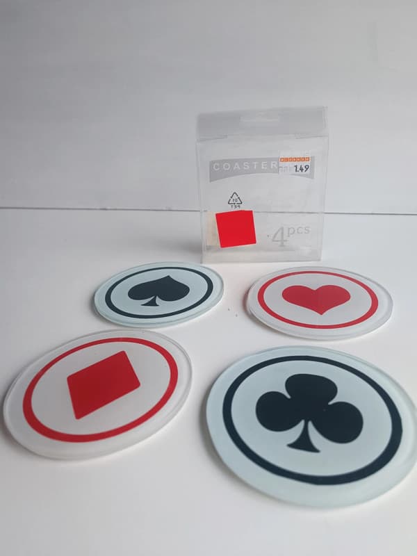 Ensemble de 4 sous-verres motif cartes à jouer