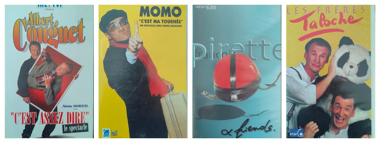 Lot de 4 cassettes VHS d'humour belge des années 90